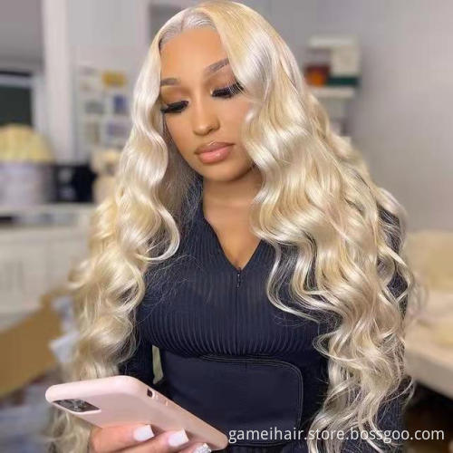 raw virgin cuticle aligned brazilian frontal human hair 613 blonde transparent lace front wig with baby hair for black women